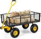 Utility Garden Cart, 900 lbs Capacity Heavy Duty Wagon Cart with Rotating Handle, Removable Sides & 10" Wheels, Metal Utility Cart for Outdoor Hauling & Gardening
