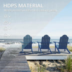 LUE BONA HDPS Adirondack Chairs Set of 2, Fire Pit Outdoor Chair Weather Resistant with Cup Holder, Modern Plastic Chair Plastic for Patio, Deck, Proch, 350LBS, Navy Blue
