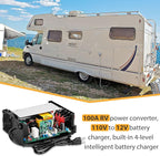100A RV Power Converter 110VAC to 12VDC RV Converter 100Amp RV Power Converters Built-in 4 Stage Smart Battery Charger for Lithium Batteries RV Converters Fully Adjustable Output from 13V to 16.5V