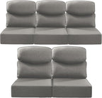Luxury 22x24/22x25 6-Inch Smile Outdoor Cushions for Patio 5 Piece Set - Set of 5 Zippered Outside Pillows for Wicker Metal Dining Rocking Swivel Chairs Loveseat Couch Sectional Sofa - Grey