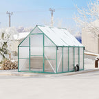 8X10 ft Polycarbonate Greenhouse with Aluminum Frame, Polycarbonate Greenhouse for Outdoors, Greenhouses with Ventilation and Rain Gutter, Aluminum Large Walk-in Greenhouses for Outside