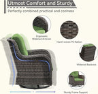 Outdoor Swivel Rocker Patio Chair - Outdoor Wicker Patio Glider Chair with Olefin Fabric Cushions Suitable for Backyard Deck and Porch, Green