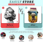 Watercolor Yorkie Laundry Basket Foldable With Handles Cute Dog Flowers Tote Bag Oxford Cloth Animal Dogs Laundry Hamper Clothes Toy Storage Bucket For Bathroom/Laundry/Bedroom 18.9"x16.5 "