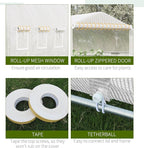 Outsunny 20' x 10' x 7' Walk-in Tunnel Greenhouse with Zippered Door & 8 Mesh Windows, Large Garden Green House Kit, Galvanized Steel Frame, White
