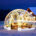 9.6FT Garden Dome Tent, 9.5 x 5.7 ft Outdoor Clear Bubble Tent for 2-4 Person, All-Weather Geodesic Dome Greenhouse with Window & Door, PVC Transparent Tent for Patio, Camping (9.6FT - White)