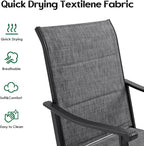 Swivel Patio Chairs Set of 8, Outdoor Patio Dining Chairs with Padded Textilene, Swivel & Rocker Metal Outdoor Dining Chairs All-Weather for Backyard, Grey Fabric with Black Frame