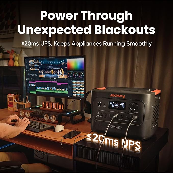 Jackery HomePower 3000 Portable Power Station and Transfer Switch with 2x 200W Solar Panels, 3600W (Surge 7200W) Output, 3072Wh LFP Battery Solar Generator for Essential Home Backup, Emergencies