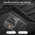 Aoxun 10'x14' Hardtop Gazebo, Aluminum Frame Canopy with Double Galvanized Steel Roof, Outdoor Metal Pavilion with Netting, Curtains for Backyard, Patio and Deck