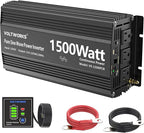Power Inverter 1500Watt Pure Sine Wave Inverter 12V to 110V 120V AC with UL Fuses Compatible with Lithium Battery for Home RV Truck Off-Grid Solar with 15FT Battery Level Monitor Remote by VOLTWORKS