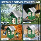 Upgrade All Metal Chew Proof Design Squirrel Proof Bird Feeder Large, 4 Drainage Holes for Easy Cleaning, Outdoor Hanging Window Feeder for Wild Birds