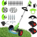 ALSO GO 24V Electric Weed Wacker, Cordless Weed Trimmer, Battery Powered Grass Trimmer with 2pcs Batteries, 3 in 1 Weed Eater with Wheels, Stringless Lightweight Grass Cutter for Lawn Garden Yard
