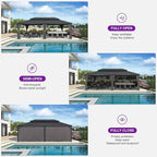 PURPLE LEAF 14' X 24' Outdoor Hardtop Gazebo Aluminum Pavilion with Galvanized Steel Double Roof for Garden Patio Lawns Permanent Gazebo with Curtains and Nettings Grey