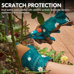 Vgo... 1Pair Gardening Gloves for Women, Goatskin leather Thorn Proof Working Gloves for Weeding, Digging, Raking, Pruning and Planting,Touchscreen(L,Dark Green,GA7471)