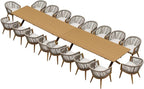 PURPLE LEAF Outdoor Dining Set for 18 All-Weather Aluminum 20 Piece Furniture Sets with Woodgrain Table and Rope Weave Chairs Included Cushions for Backyard Indoor Decor Kitchen Patio Set Teak Color
