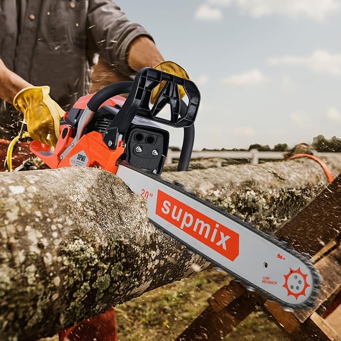 62cc Gas Chainsaw 20 Inch Gas Powered Chainsaws 2-Cycle Petrol Handheld Gasoline Chain Saw Power Saws for Cutting Wood Tree Trimming