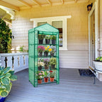 EAGLE PEAK 4-Tier Mini Greenhouse Portable Green House with Shelves & Weather-Resistant PE Cover, Small Greenhouse for Seedlings & Gardening Gifts, 27x19x64 in, Clear/Green