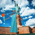 3 Pcs 12 ft Skeleton Accessories Skeleton Statue of Liberty Costume Kit with Crown and Torch Outfit Set Giant Sized Clothing for Outdoor Garden