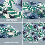 LVTXIII Outdoor Throw Pillow Covers 16 x 16 Inch, Covers ONLY Modern Cute Pattern Decorative Square Toss Pillow Case Pack of 2 for Home Patio Garden Sofa Bed Furniture, Blue Salmone Tropical