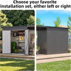 AECOJOY 14x4FT Metal Lean to Shed with Open-Sided Pergola, 4'x8' Outdoor Storage Shed & 6'x4' Attached Hardtop Gazebo Combo, 56 Sq.Ft Covered, 2-in-1 Small Sheds & Outdoor Storage for Patio, Backyard