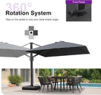 PURPLE LEAF 10 FT Square Patio Umbrella Large Outdoor Aluminum Offset Umbrella with 360-degree Rotation Cantilever Umbrella for Garden Deck Backyard Pool, Grey