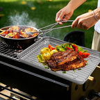 4-piece BBQ accessory set, stainless steel barbecue prep tray, portable BBQ system, 2 lidded marinade containers, suitable for outdoor grilling, easy to clean, men's BBQ gift.