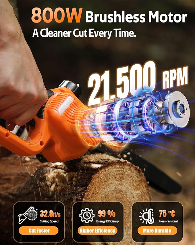 8" & 6" Chainsaw Cordless with 2x3.0AH Batteries, [2-in-1] Powerful Brushless Electric Mini Chain Saw Set (2 Chains& 2 Bars), Handheld Small Hand Saw for Branch Wood Cutting Tree Trimming, Gift