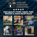 COATEDOUTDOORFURNITURE Heavy-Duty Portable Outdoor Kids Table with Umbrella Hole, Punched Steel Kids Picnic Table, Commercial-Grade, Made in America (46 in, Square, Childrens, Textured Dark Green)