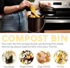 EPICA Countertop Compost Bin Kitchen | 1.3 Gallon | Odorless Composting Bin with Carbon Filters | Indoor Compost Bin with Lid | Stainless Steel Kitchen Composter for Food Scraps & Waste Recycling