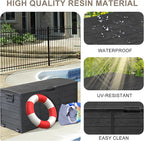 75 Gallon Resin Deck Box, Waterproof Outdoor Storage Box with Wheels, Lockable Lid and Handles, Large Deck Storage for Outdoor Gear, Patio Furniture Cushion, Gardening Tools, Jet Black