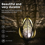 Solar Garden Lights Waterproof Decorations,Crackle Globe Glass,Metal Palm Leaf Solar Lights for Outdoor Decor On Garden,Patio,Yard,Front Porch,Tabletop Lamp-Perfect Gifts