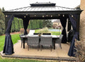 PURPLE LEAF 10' X 12' Hardtop Gazebo Canopy with Netting and Curtains for Outdoor Deck Backyard Heavy Duty Sunshade Outside Metal Patio Permanent Pavilion