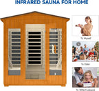 Outdoor Sauna 4 Person, Far Infrared Sauna for Home Low EMF, Wooden Spa Dry Saunas Room with Infrared Lighting and Integrated Speakers, 7 Colors Chromotherapy for Indoor and Gym