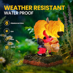Garden Gnome Statue Highland Cow Gift,Yard Patio Balcony Outdoor Decor Solar Light Figurine, Christmas, Housewarming Gift,Idea Gift for Mom, Neighbor,Gnome Lover