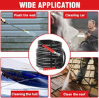 3/8" Non Marking Pressure Washer Hose 100 FT,Kink Resistant Power Washer Replacement Hose Steel Wire Braided for Hot and Cold Water, with M22 14mm to 3/8" Swivel Quick Connect, 5000 PSI (100FT)