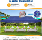 HOTEEL 10x30 Pop up Canopy Tent for Parties, Heavy Duty Easy Setup Tent Without Sidewalls, Outdoor Commercial Instant Gazebo, with Portable Bag, Dark Blue(Hexagonal Frame)