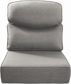 Luxury 24x24x6 Inch Smile Outdoor Cushions - 1 Set Deep Seat Water-Resistant Patio Furniture Replacement Cushion for Wicker Rattan Wood Metal Chair Glider Rocker Loveseat Sofa - Grey