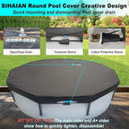 26 Ft Pool Cover, with Automatic Drain Round Pool Cover, One-Piece Quick Installation and Removal Above Ground Pool Cover, Preventing Waterlogging, UV Protected Solar Swimming Pool Cover