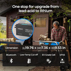 Renogy 12V 200Ah Bluetooth Lifepo4 Battery, Bulit in 200A BMS Lithium Deep Cycle Battery, 400A Peak Power Surge for Off Grid Life, Backup Power for RV, Camping, Cabin, Marine