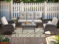 HUMMUH 5-Piece Outdoor Patio Furniture PE Wicker Patio Conversation Set,All-Weather Outdoor Rocking Chairs with Patio Couch Tables for Backyard,Poolside,Deck