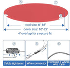 ECOOPTS 11 ft Round Pool Cover for Above Ground Pools, Swimming Pool Cover Protector Winter Safety Cover (Red)