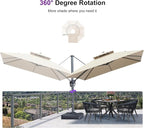 PURPLE LEAF Cantilever Umbrella with Base Included 10 Feet Outdoor Double Top Large Offset Hanging 360° Rotation Square Umbrella for Garden Patio Deck Pool Backyard Spectrum Sand