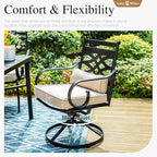 Sophia & William Swivel Patio Dining Set for 6, Outdoor Table and Chairs, Removable Seat Cushions, 64" Black Patio Dining Table
