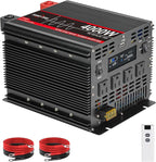 4000 Watt Pure Sine Wave Power Inverter with LCD 12V DC to 110V/120V AC Peak Power 8000W Car Power Inverter with 4 AC Outlets & 1 USB Port & Remote Control for Truck RV Car Solar System