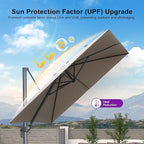 PURPLE LEAF 10' X 13' Rectangle Cantilever Umbrella with Base Outdoor Large Aluminum Patio Umbrella with 3-Year Fade Resistance Recycled Fabric and 360-degree Rotation for Deck Pool Garden, Ash Mocha