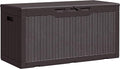 105 Gallon Deck Box Outdoor Indoor Waterproof Storage Box for Patio Furniture, Pool Accessories, Garden Tools, and Cushion Storage, Brown