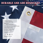 American Flag 6x10 Ft Indestructible Outdoor, Long Lasting, Heavy Duty, TearProof Polyester, Fade Resistant, High Wind US Outside Flags with Embroidered Stars, Sewn Stripes, Brass Grommets