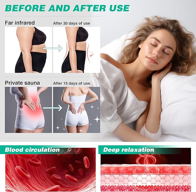 Infrared Sauna Blanket, Far Infrared Sauna for Home Detox Relaxation, Portable Sauna Infrared Blanket, 113-176℉, 30-60 Minutes Timer, 6 ft x 2.62 ft, 550W, Black