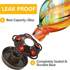 LUJII Ice Cream Shaped Spiral Hummingbird Feeder for Outdoors Hanging, Hand Blown Glass, 28 fl.oz, Leak Proof & Rustproof, Includes an Ant Moat, Unique Garden, Outside & Backyard Decor (Ribbon)