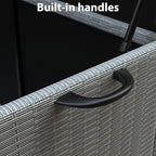 140 Gallon Outdoor Storage Deck Box, Large Rattan Storage Bin Wheel for Patio Cushions, Garden Tools and Pool Supplies, Waterproof, Grey