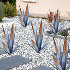 EROCK 2 Pcs Tequila Rustic Sculpture, Wind Resistant Metal Agave Plant Outdoor Home Decor, DIY Rustic Hand Painted Metal Agave Garden Art Plant Country Sculpture Statue Patio Stake Lawn Ornament Gift